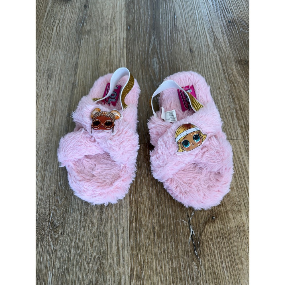 LOL Surprise Whimsygoth Faux Fur Slingback Slippers Kids 13 Pink Plush Slippers